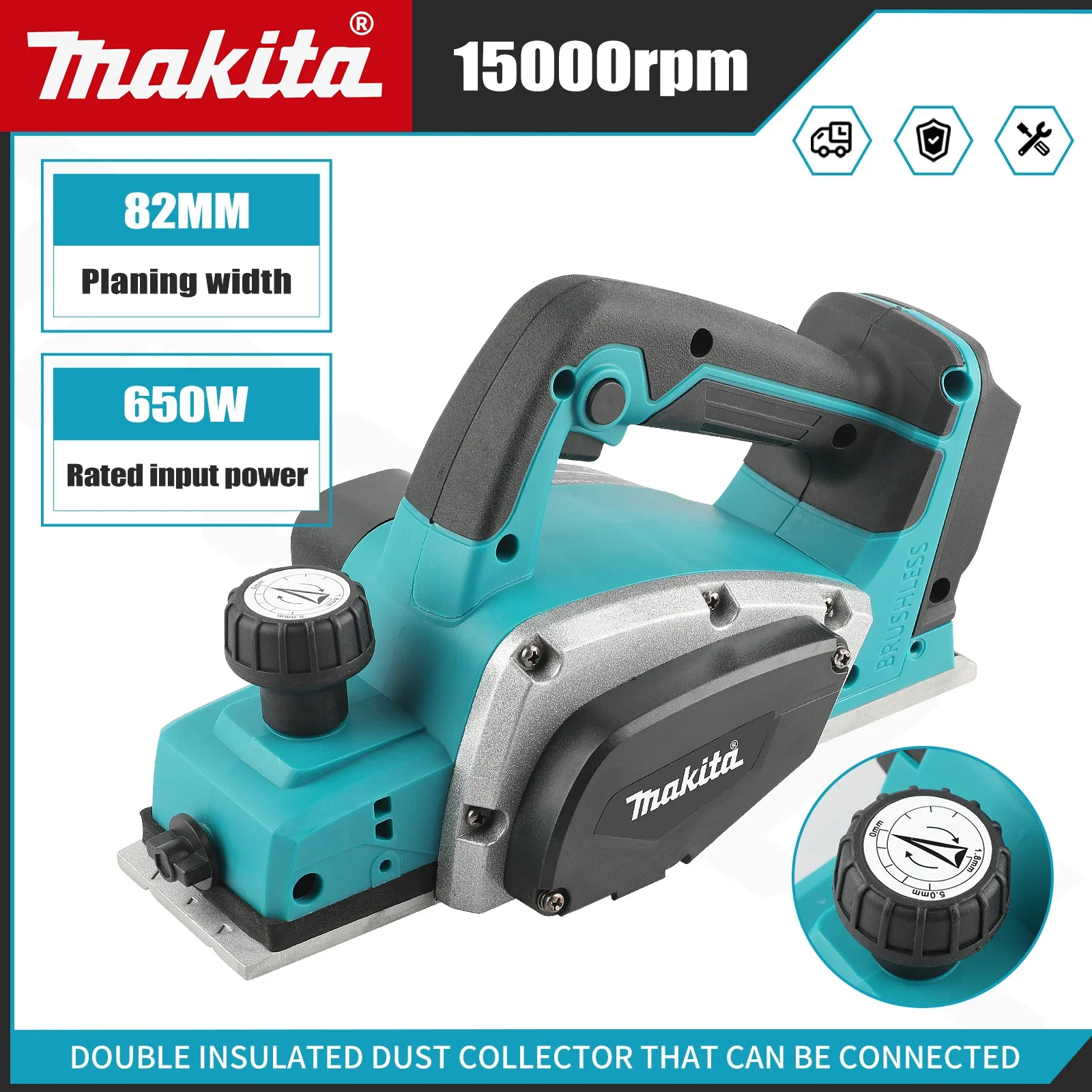Planer Handheld Electric - DKP180 Brushless Cordless Electric Planer Rechargeable